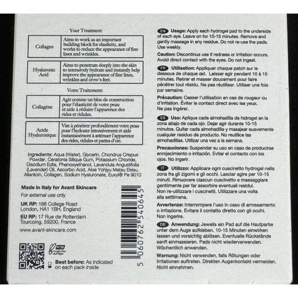 Avant Essential Pack Hydra-bright Collagen Eye Restoring Pads 3 Pairs 4 g Each - Picture 4 of 6